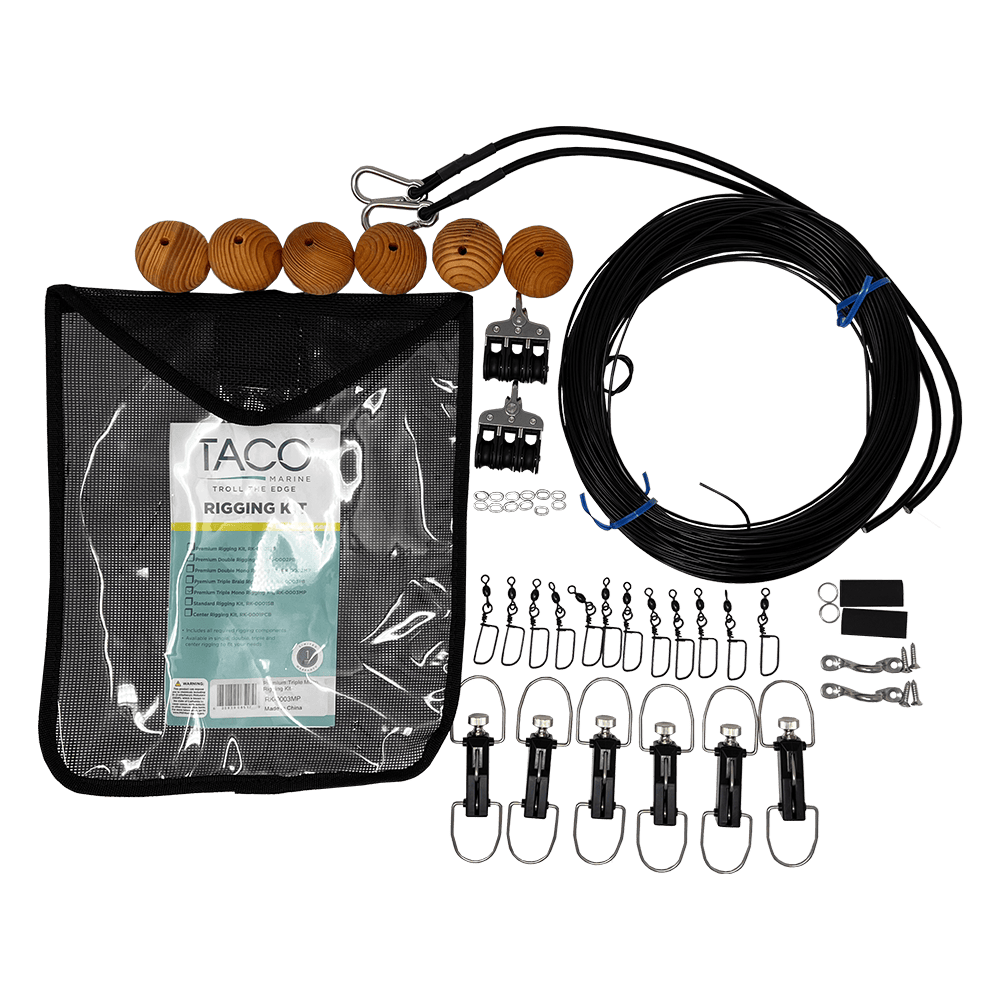 TACO Marine Premium Triple Mono Rigging Kit, sport fishing rigging kit image